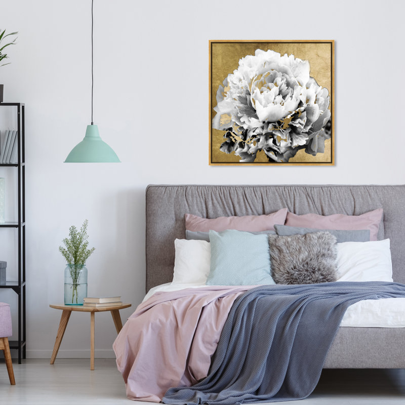 Parfum Magnolia - peinture sur toile, H 30 po x l 30 po, Toile encadrée d'or