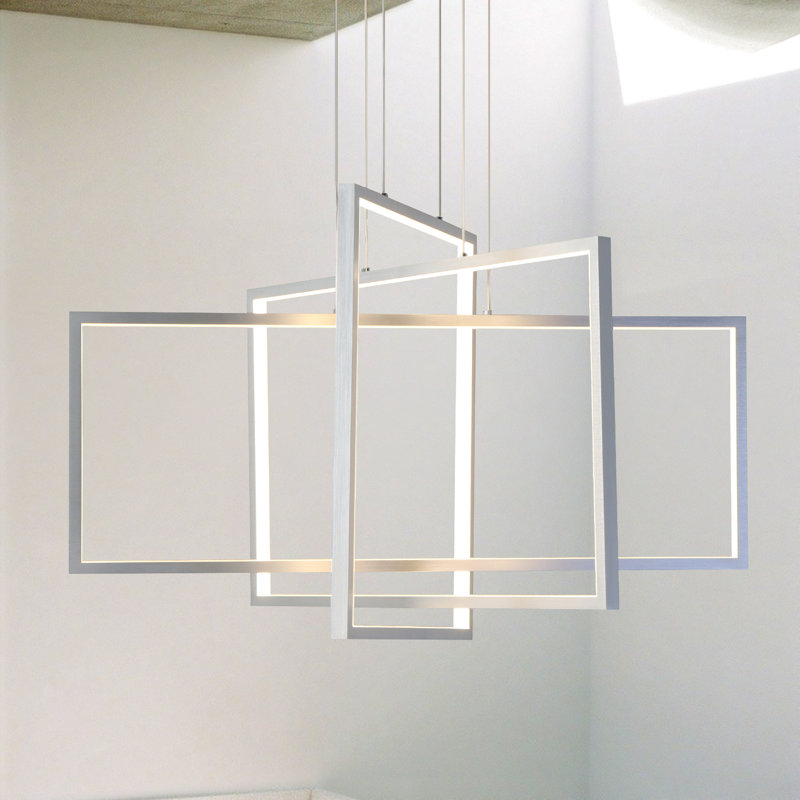 Lustre carré / rectangulaire à DEL 3 lumières Vollmer , Argent