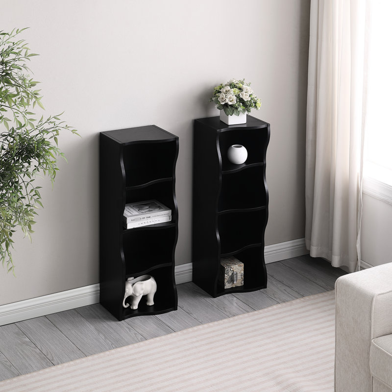 Bibliothèque réglable à 8 couches avec bordure ondulée, combinaison d'armoire supérieure et inférieure exquise, poids de 36 lb, charge de 25 tablettes, conception multifonctionnelle 3A, idéale pour le bureau à domicile