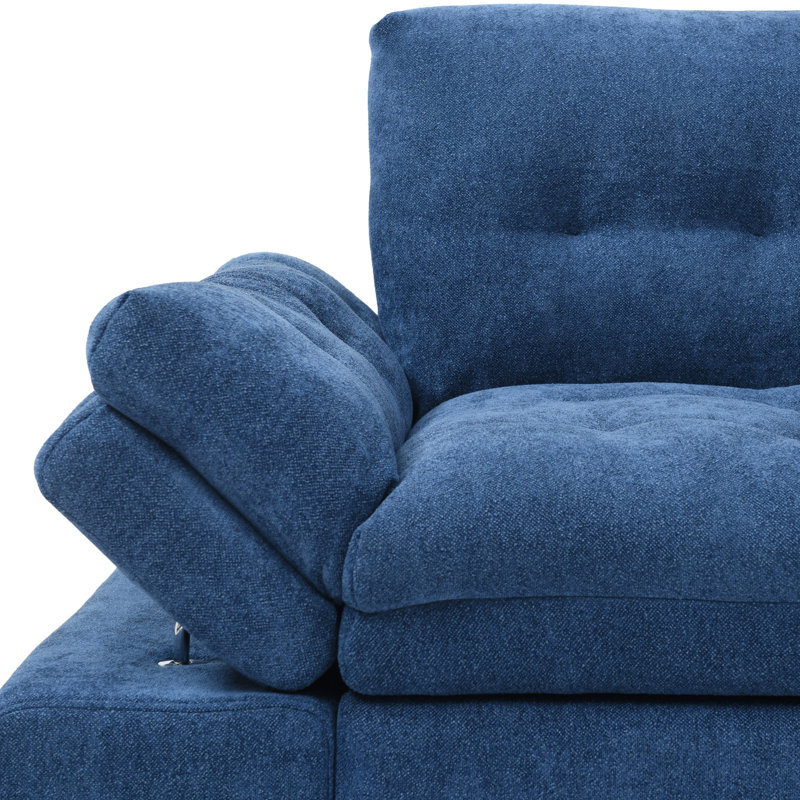 Munos Full Size Convertible Sleeper Sofa, 77" Pull Out Sofa Bed, Blue