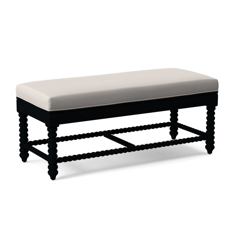 Louisa Bench, Black Finish, White Textured Performance; 0865-91