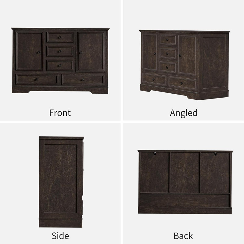 47" Farmhouse Sideboard Buffet Cabinet, Brown