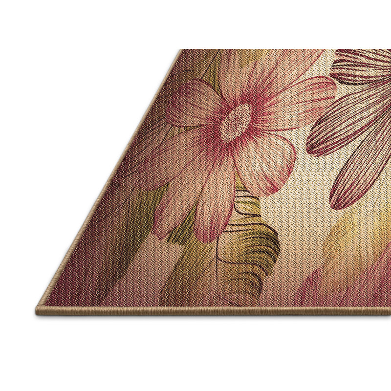 Tapis floral en laine brun, Rectangle 8 pi x 10 pi