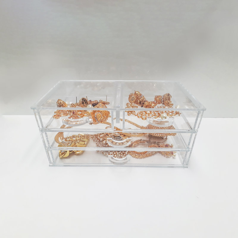 Boîte à bijoux en acrylique transparent