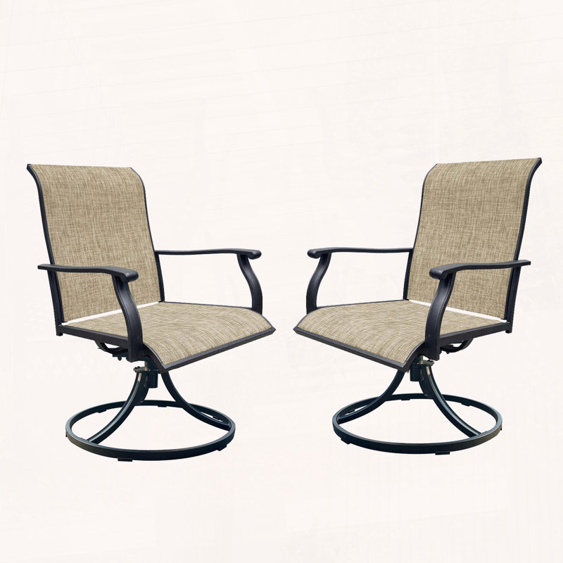 Ensemble de 2 chaises de salle à manger pivotantes en tissu textilène respirant et pivotant à 360 degrés, Brun-noir