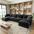 Canapé modulaire en U à assise large et profonde, canapé 4 places, canapé nuage pour salon, appartement, tissu