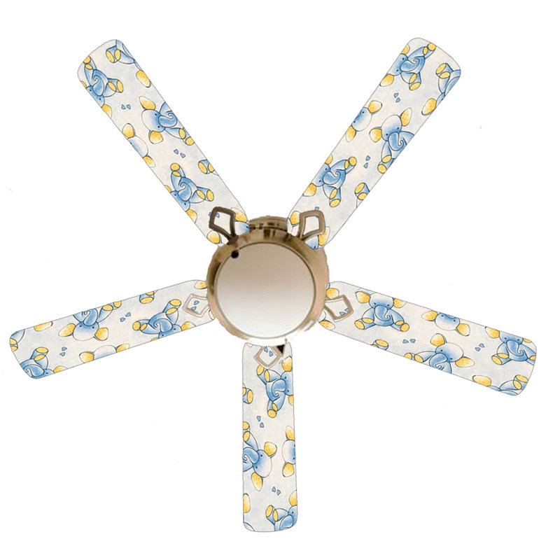 52'' Ceiling Fan with Light Kit, Blue/Yellow