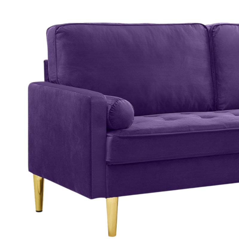 Brooklington 65-Inch Velvet Sofa With Metallic-Coloured Legs, Complete With Cushions,  For The Living Room Or Bedroom.