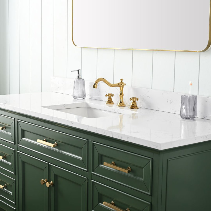 Thompson 60" W Single Bathroom Vanity, Evergreen/Brushed Gold