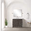 Ensemble de meuble-lavabo simple en chêne gris l 36 po x P 22 po, plateau en quartz blanc et robinet-504870651-504870653
