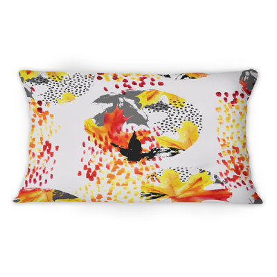 Yellow And Red Autumn Colors -1 Patterned Printed Throw Pillow