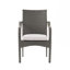 Chaise d'extérieur empilable en rotin PE avec structure en fer et coussins (ensemble de 4), osier gris