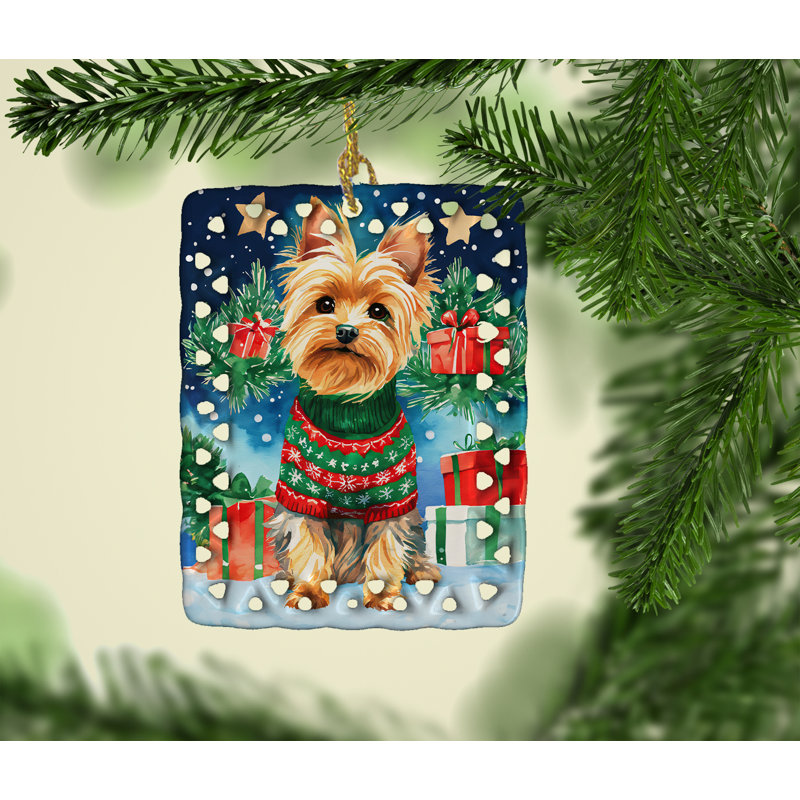 Ornement en porcelaine de Noël Yorkshire Terrier Yorkie, Yorkshire Terrier 3698