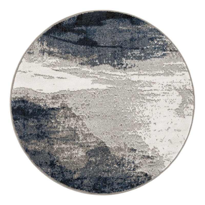 Tapis Ivy Bronx Glomma Nathanyl bleu, Rond 5 pi 1 po