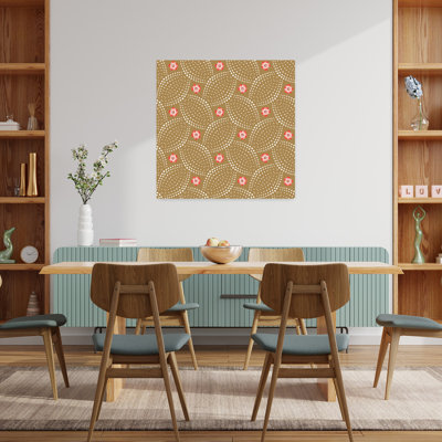 Woven Dots And Ditsy Flowers Beige Seamless Pattern by Annick - Wrapped Canvas Print