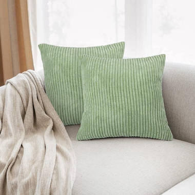 Green Outdoor Pillow Insert Included Light Green Striped 