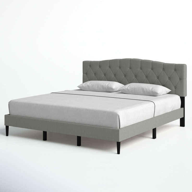 Arnette Upholstered Platform Bed, King, Gray