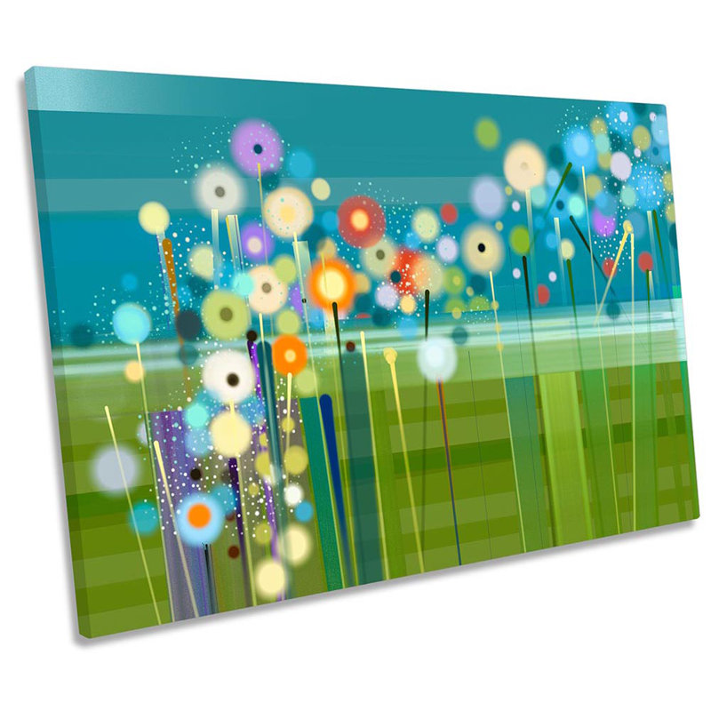 Modern Green Floral Flowers 1 Piece Wrapped Canvas Wall Art, 91.4cm H x 137.2cm W x 4cm D