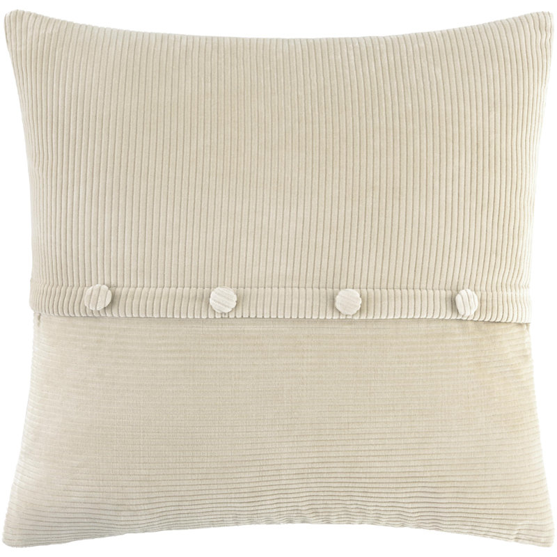Corduroy Quarters  Accent Pillow Cover, Ivory/White, Pillow Cover Only - No Insert, Square 18"