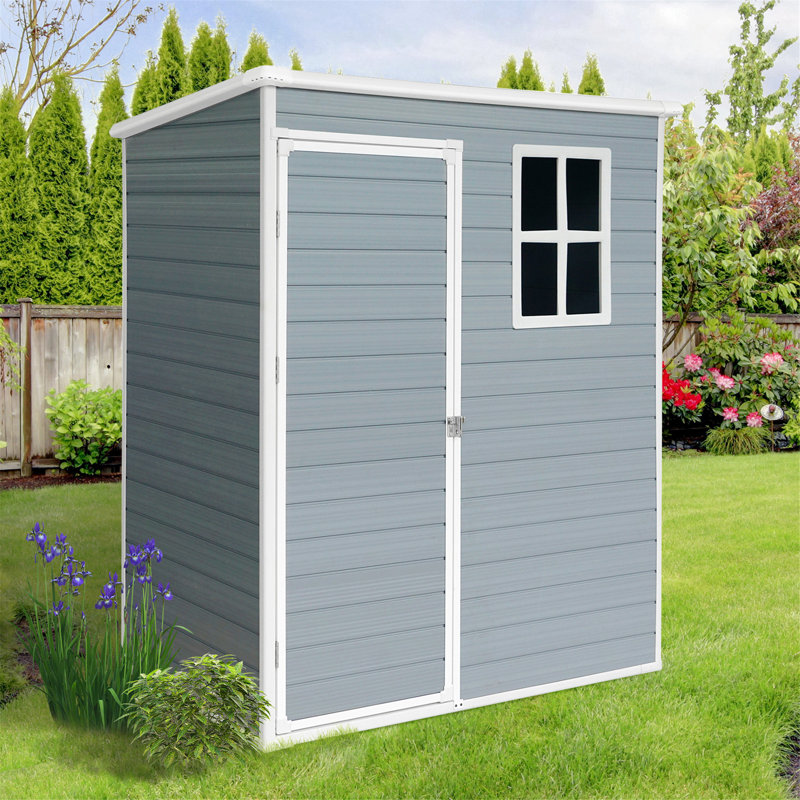 Polypropylene Outdoor Plastic Vertical Storage Shed,Kit-Perfect to Store Patio Furniture,, 70.87" H x 62.2"W x  37.8" D, Gray