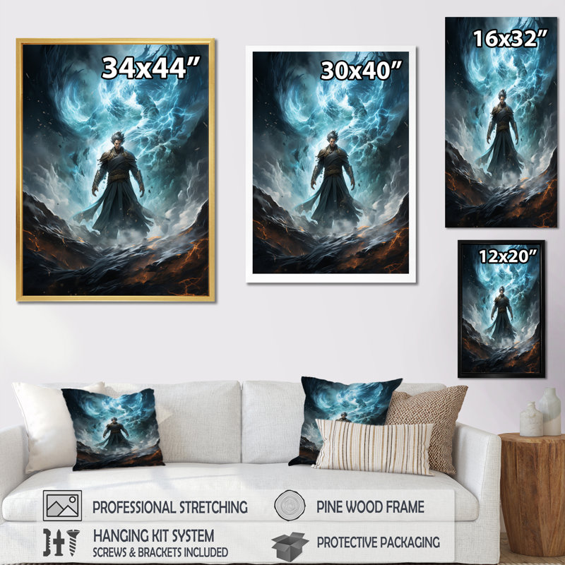 «Powerful Superhero IV - Superheros», reproduction sur toile, Cadre photo noir, H 20 po x l 12 po x P 1 po