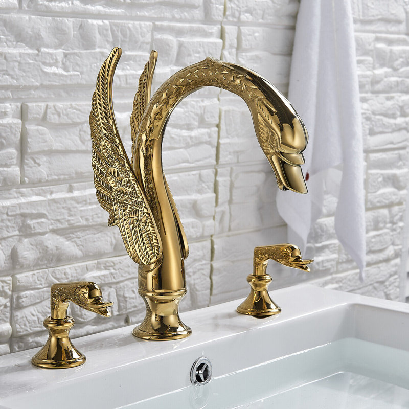 Grand ensemble de robinet de salle de bain 3 pièces avec poignées en cristal Mosson