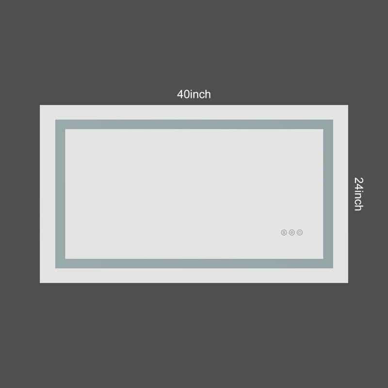 Miroir de salle de bain anti-buée à DEL sans cadre avec éclairage avant et rétroéclairé, 24 po x 40 po