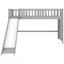 Lit mezzanine simple bas avec échelle et toboggan, gris-844105166