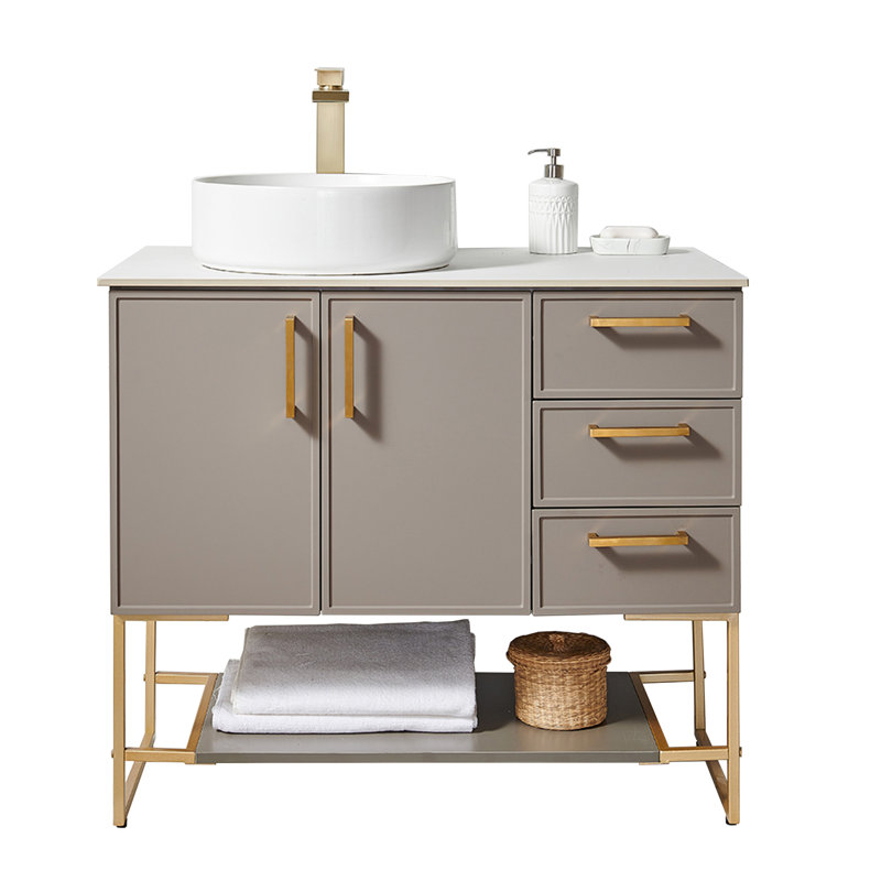 Ensemble de meuble-lavabo simple autoportant Modern, Gris