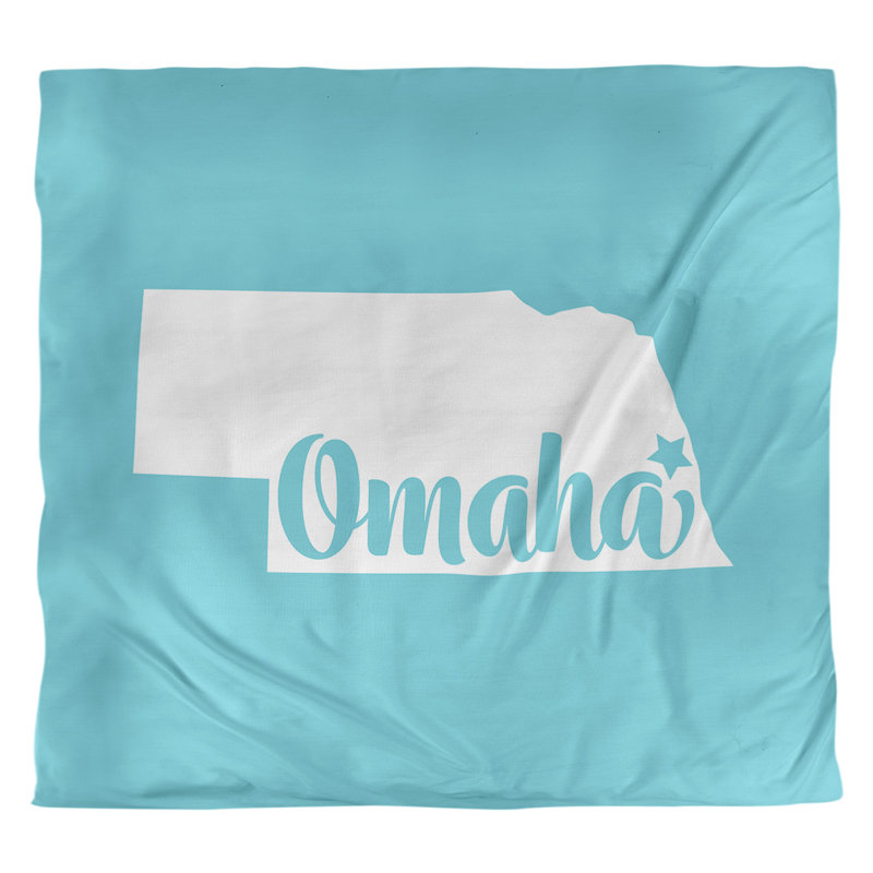 Housse de couette omaha nebraska, Polyester brossé, Housse de couette pour très grand lit, Bleu sarcelle