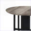 Table basse à double piédestal en chêne antique et noir - peu encombrante, stable et élégante pour le salon