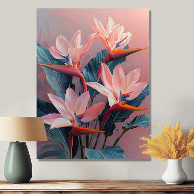 Pink Green Bird Of Paradise Botanical Beauty II - Birds Of Paradise Wall Art