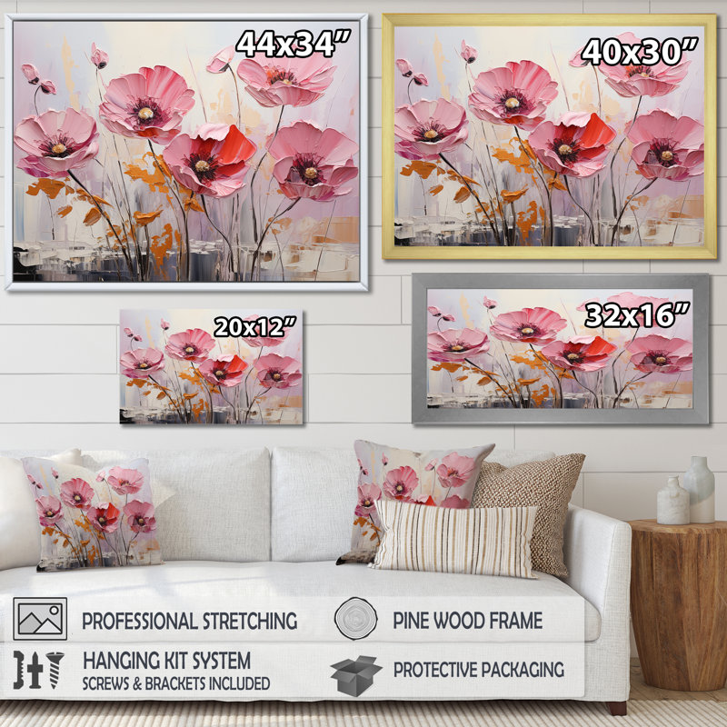 Vivid Poppy Minimalisme Moments, Cadre naturel flottant, H 24 po x l 32 po x P 1 po