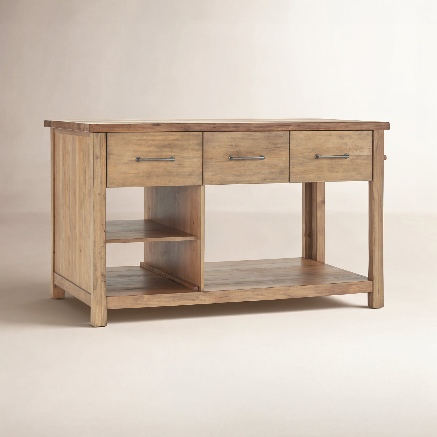 Tinka Kitchen Island, Carbonized Pine, Natural