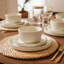 Adelle Ribbed 12-Piece Stoneware Dinnerware Set, Modern Textured Plates and Bowls Set for 4, Microwave & Dishwasher Safe