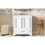 Meuble-lavabo de 76 cm avec lavabo en céramique, deux armoires et un tiroir - Design blanc moderne pour petites salles de bain, dispositif anti-déversement, quincaillerie stable, étagères réglables et rails de rangement coulissants.
