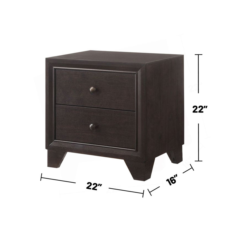 Élégante table de chevet en bois avec 2 tiroirs, finition espresso, parfaite pour le rangement et la décoration de chevet.