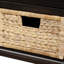 Banc de rangement rustique avec 3 tiroirs et 3 paniers en rotin-114198569