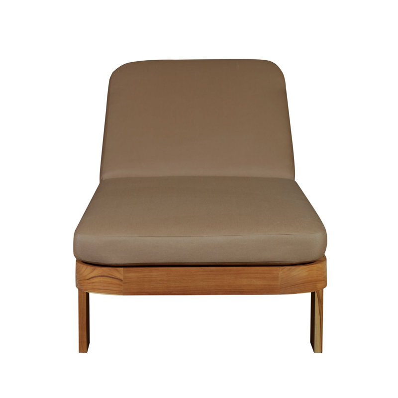 Chaise longue d'extérieur en bois de teck massif Eclipse, Marron clair, Brun