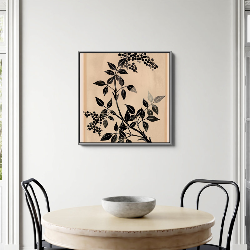 «Minimal Plant 5 Print» par Nadja, Non, H 30 po x l 30 po, Toile argentée avec cadre flottant