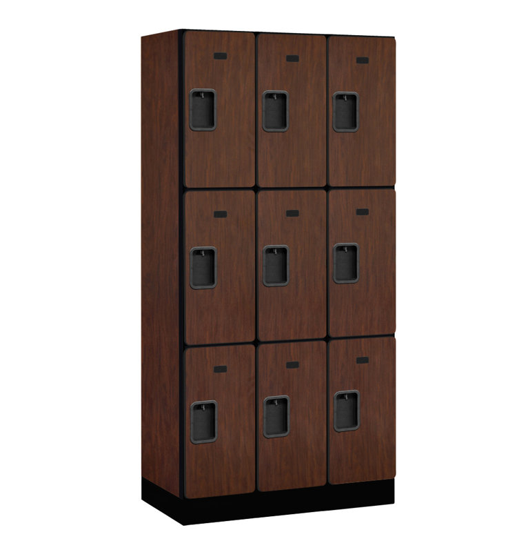 Casier gym 3 étages 3 étages, H 76 po x l 36 po x P 18 po, Acajou