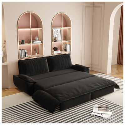 Canapé-lit escamotable grand 73,2 po, canapé-lit convertible 3 en 1 avec revêtement en velours, noir