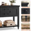 Console Farmhouse de 41,7 po de largeur avec prise de courant et ports USB, 2 armoires, 2 tiroirs, canapé d'entrée, table de rangement latérale pour le salon, le café et le couloir-133355849