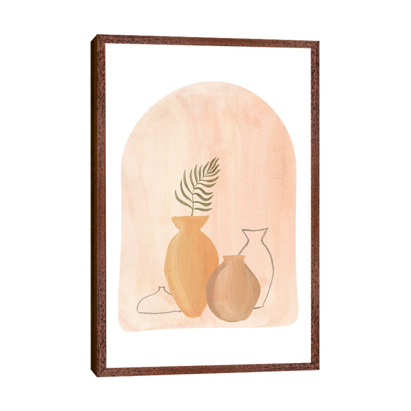 Boho Vases by Whales Way - Painting on Canvas, Classic Brown Wood Framed, 152.4cm H x 101.6cm W x 3.81cm D