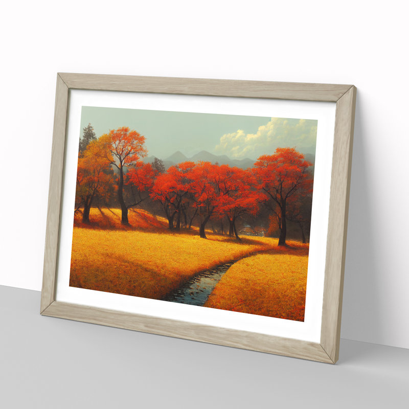 Unreal Autumn Forest - Framed Print, 34cm H x 46cm W x 2cm D, Oak