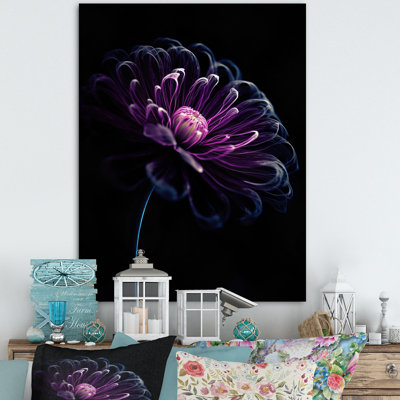 Fusion de marguerites mauves et noires sur toile