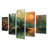 Green Autumn Enchantment Mountain Landscape - Abstract Landscape Canvas Art Set