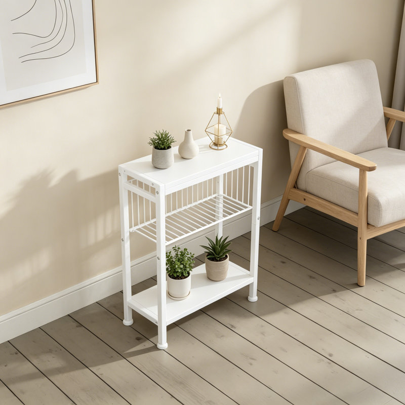 Table d'appoint étroite pour les petits espaces avec porte-revues, table de bout mince 2-en-1, table de chevet Skinny pour le salon, table à magazines mince avec support réglable en forme de V