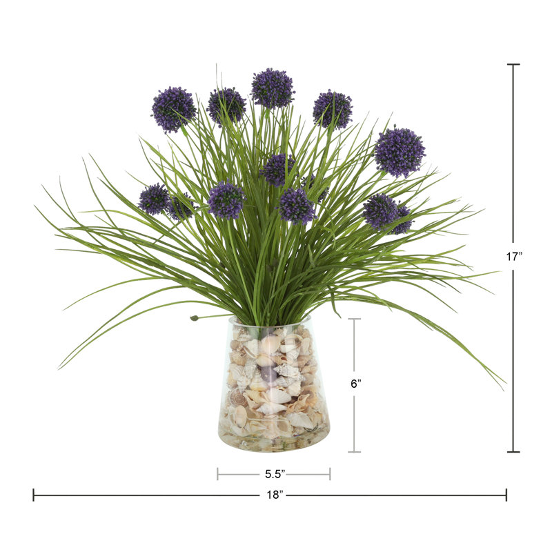 Allium Floral Arrangement in Decorative Vase, Purple Allium