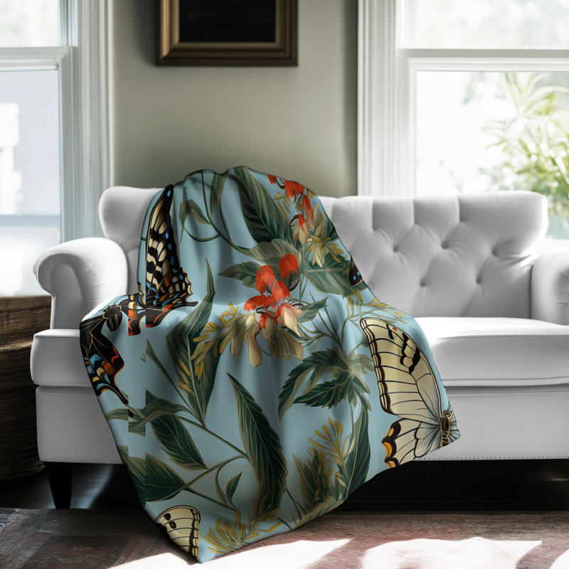 Butterfly Blooms - 1 pièce Sherpa Premium, Lit simple